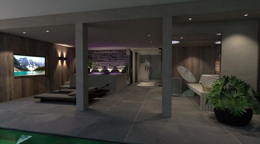Privé Spa, binnenzwembad, maatwerk sauna, sauna met glas