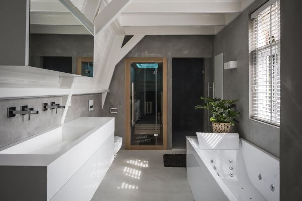 Moderne badkamer, betonlook badkamer, beton ciree badkamer